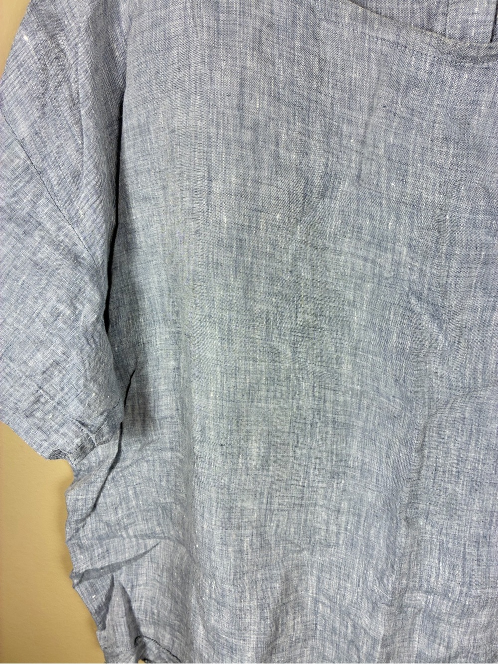 Eileen Fisher Organic Linen Blue Yarn Dyed Chambray Blouse - Picture 6 of 11